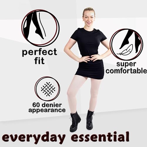 Image of Silky Toes Women's 60D Soft Opaque Tights 1 or 2 Pairs -Black White And Colored Stockings for Women (Ballet Pink, A)