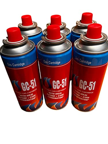 Image of SHoRI Portable Gas Cartridge with Ideal Butane + C3H8 Combination CG51 Easy to Use Perfect Suitable for Camping Stove, Small Stove, Flame Torch, Welding Fuel Gas,(Universal Nozzle /Pin) Pack of 6
