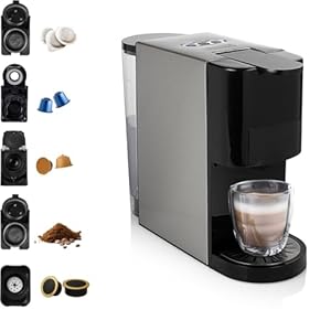 Princess 01.249451.01.001 Koffiezetapparaat, multicapsules, compatibel met Nespresso, Dolce Gusto, Lavazza a Modo Mio & E.S.E pods-0,8 L-1450 W, geborsteld roestvrij staal