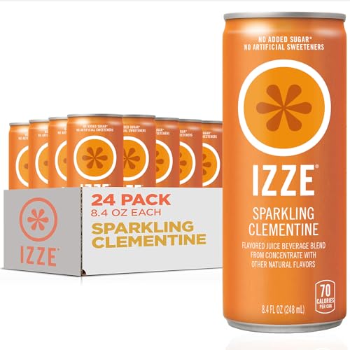 IZZE Sparkling Water Juice Beverage Blend, Clementine, No Sugar Added, 8.4 FL OZ, 24 Cans