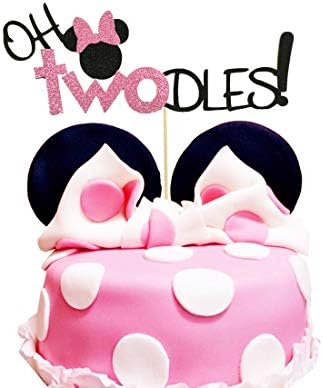Oh Twodles Minnie Cake Topper Mouse Second 2nd Birthday Party Supplies Decorations for Baby Girl Bday
