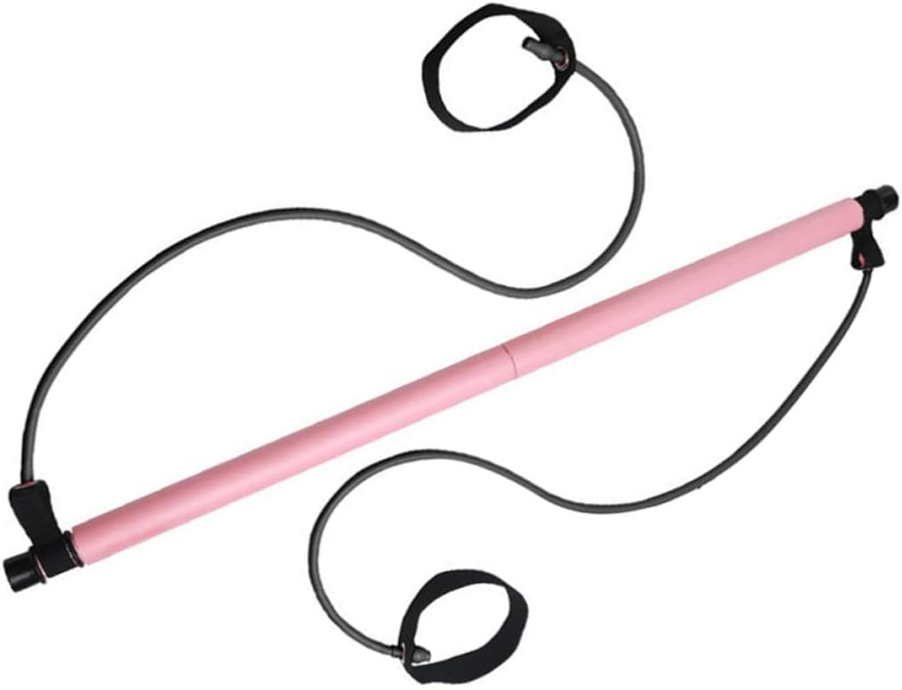 Didiseaon Yoga Fitness Bar with Elastic Bands for Full Body Exercise, Compact Pilates Stick with Foot Loop, Nbr and Metal Material for Bodybuilding and Occasions