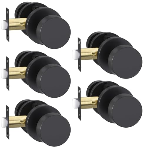 Goldenwarm Matte Black Door Knobs Interior, Black Closet Door Knobs 5 Pack