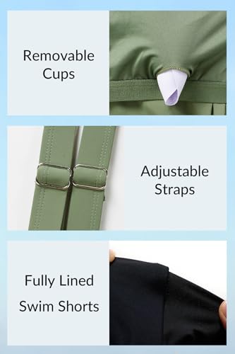 Image of Yonique Blouson Tankini Swimsuits for Women 2 Piece Bathing Suits Tops with Boyshorts Modest Loose Fit Swimwear