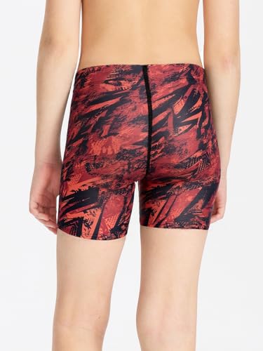 DEVOROPA Youth Boys Swim Shorts Square Leg Swimsuit Nylon Swimming Boxer Brief UPF 50+ Abstract C XS