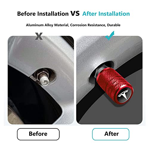 Metal Car Wheel Tire Valve Caps Replacement for Tesla Model Y X S 3Series Auto Valve Stem Cover Decoration Accessories Red — view 4