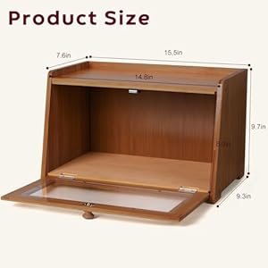 Large Bread Box for Kitchen Countertop: Brown Wood Bread Storage Bin with Clear Window for Homemade Bread - Farmhouse Breadbox Holder for Kitchen Counter and Under Cabinet Large Bread Box for Kitchen Countertop Brown Wood Bread Storage Bin with Clear Window for Homemade Bread Farmhouse Breadbox Holder for Kitchen Counter and Under Cabinet