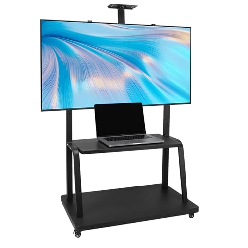 Soporte móvil para TV con ruedas y estante para laptop, ajustable hasta 660 lb miniatura 1