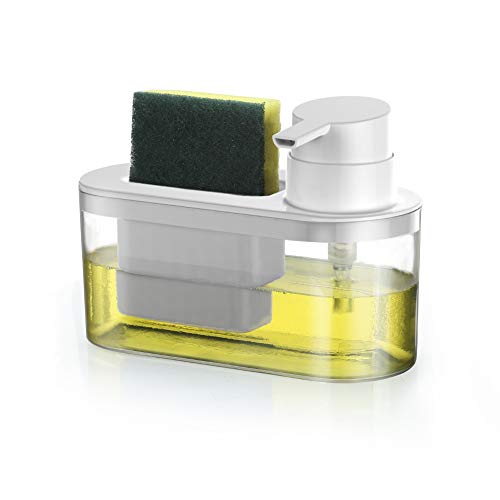 Porta Detergente/Esponja com Dispenser, Vs, Off-White, Branco