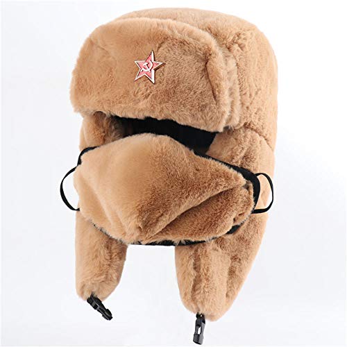 Chapka homme hiver russe avec insigne militaire et bonnet de neige thermique