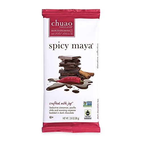 Chuao Chocolatier Spicy Maya Dark Chocolate Bars | Gourmet Cinnamon Cayenne Artisan No Preservatives | For Gift Baskets, Christmas, Valentines Day, Gifts For Women, Men, Birthday, Thank You, Care Package | 3 Pack #TOP1