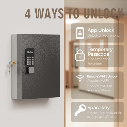 Snapklik.com : WeHere 32 Keys Key Lock Box Wall Mount(Plus), Use APP ...