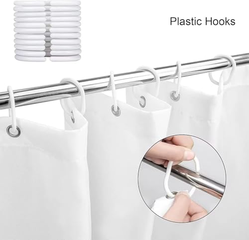 Rideau de douche imperméable à damier ondulé anti-moisissure avec crochets