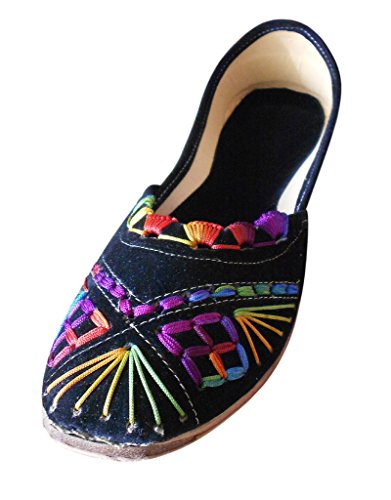 Zapatos de terciopelo indio con bordado tradicional para mujer, talla 41