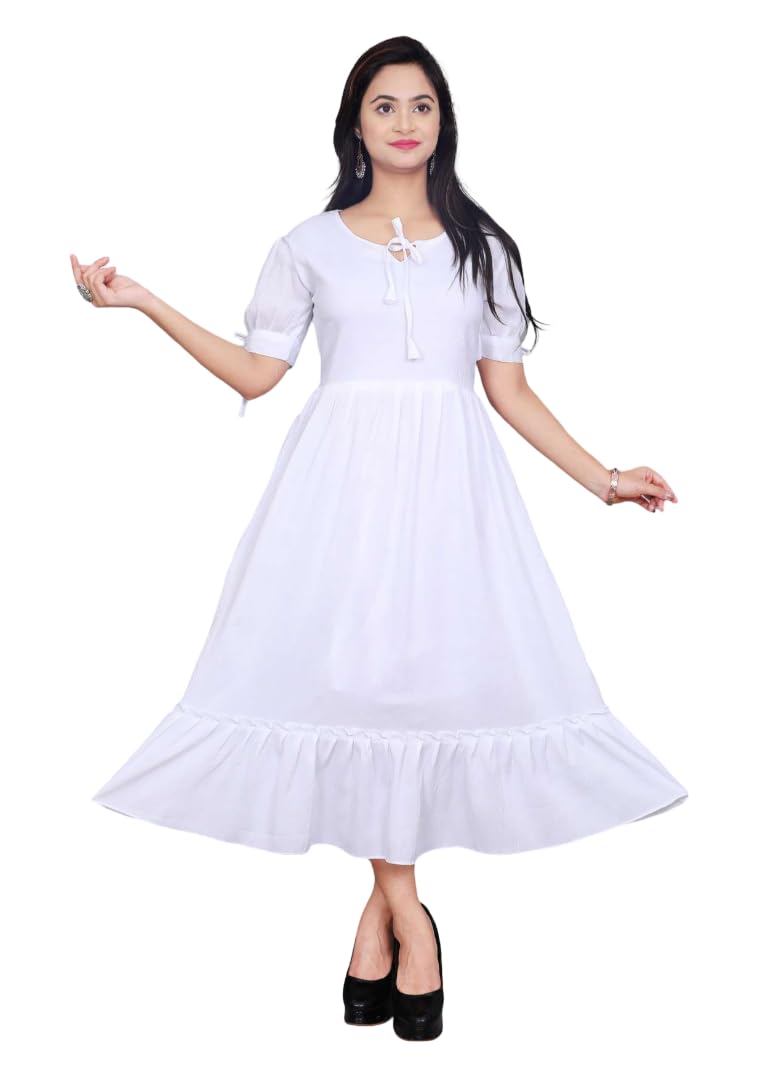ds garments Women's Cotton Blend Solid Maxi Dress, Short Sleeve, Flared Anarkali Style, for Casual, Daily and Party-picture-45