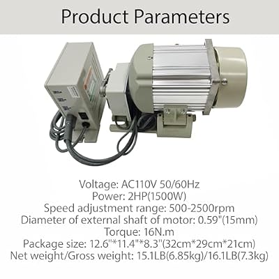 BEILOCKERY 110V Sewing Machine Needle Position Servo Brushless Motor Low Noise 1500W Split Type Electric Brushless Servo Motor 500-2500rpm for Light and Heavy-Duty Industrial Sewing Machine