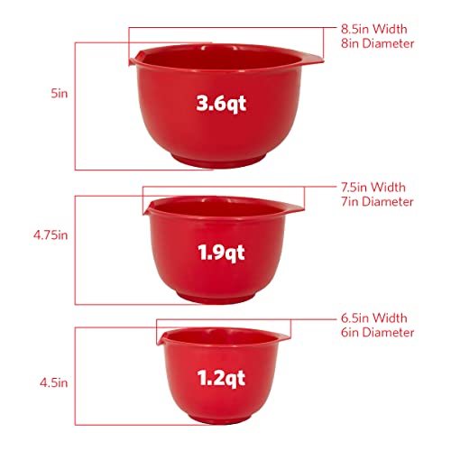 image for GLAD Mixing Bowls with Pour Spout, Set of 3 | Nesting Design Saves Spa