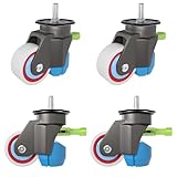Leveling Stem Casters with Retractable Wheels & Ratchet Handle, 4-Pack, 1/2