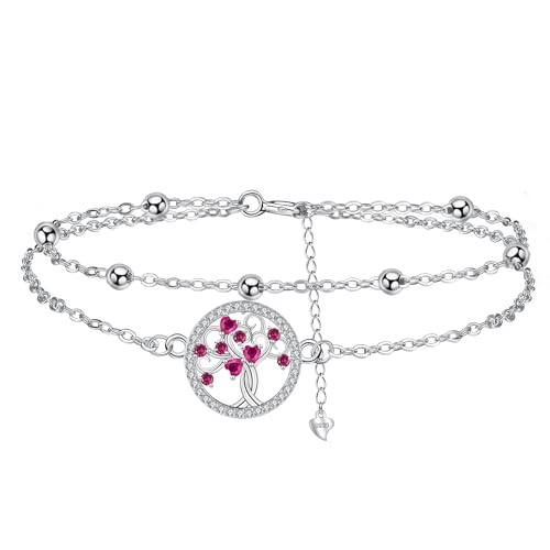 Arrebol Pulseras Árbol de la Vida para Mujer Plata 925 com 3A Circonia Cúbica Regalos Originales Para Mujers Amigo -Ajustable（16cm+4）