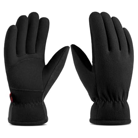 OZERO Winter Gloves for Men Women: -20F Deerskin Waterproof Windproof Leather Polar Fleece Cotton Warm Thermal Insulated Womens Mens Gloves Winter Work Running in Cold Weather-XL Denim Black Cover
