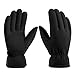 OZERO Deerskin Suede Leather Palm and Polar Fleece Back with Heatlok Insulated Cotton Layer Thermal Gloves, Large - Denim-Black