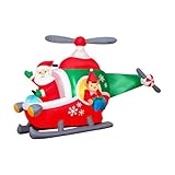 サンタクロース エアーディスプレイ 超可愛い 飛行機 回転するヘリコプター 150cm 光るサンタクロース クリスマスエアブロー装飾 LED付き 空気充填 膨張式 設置＆固定簡単 漏れ防止 人形装飾品 クリスマス装飾品 店舗 遊園地 パーティー、文化祭 、コスプレー、部屋、店舗、などに大活躍