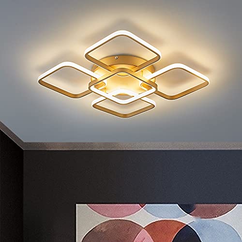 RHTCEN Plafón LED Moderno, Plafón Cuadrado De Aluminio Cepillado, 65W 5800lm, Luz Cálida Monocromática 3000K, Adecuado Para Sala De Estar, Comedor, Plafón De Dormitorio Cover