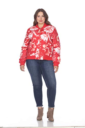 Women's Plus Size Classic Bomber Jacket with Zipper and Design2