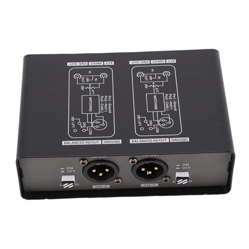 Plyisty Sound Brumm-Eliminator, 2-Kanal-Erdungsschleifen-Isolator mit 3 Einstellbaren Pegeln für Mikrofone, Mixer, E-Gitarren, Konferenzen, Aufnahmestudios
