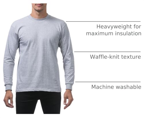 Pro Club Men's 3-Pack Heavyweight Cotton Long Sleeve Crew Neck T-Shirt, Heather Gray, Large by Pro Club - Used condition - US$37.59