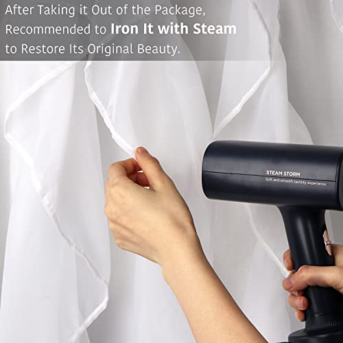 Reisen White Ruffle Shower Curtain Fabric / Cloth Farmhouse Bathroom Sheer Shower Curtain, 70In Long #TOP5