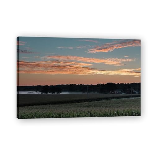 Tableau de paysages forêt et nuage de feu - Décoration murale nature 75x50cm