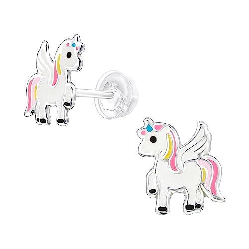 925 Sterling Silver Children's Rainbows and Unicorns Stud Earrings