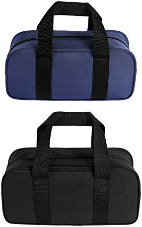 Tool Bags 2-Piece Toolbag Organizer Wide Open Mouth Storage (A, black+blue)