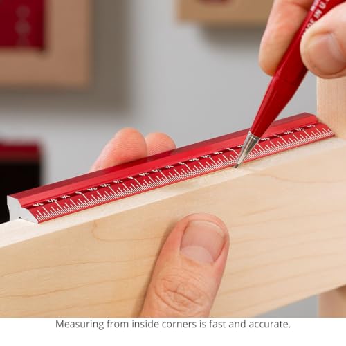 Woodpeckers Edge Rule - 600 MM, Wraps Around Edge, USA Made, Laser Engraved Scales, Beveled Aluminum Metric Woodworking Ruler - Image 3