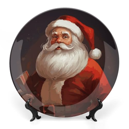 Plato decorativo Santa Claus de cerámica 7 pulgadas miniatura 1