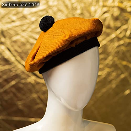 Image of Scottish Tam O' Shanter Hat Tartan Bonnet Pom Pom Wool Flat Cap One Size