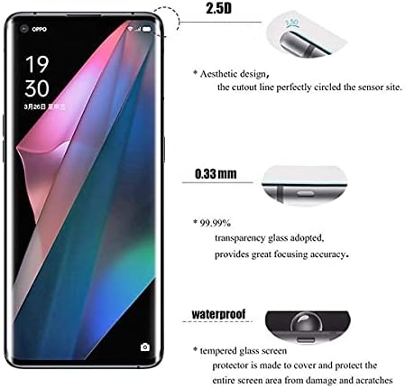 AOKUMA OPPO Find X3 Pro Tempered Glass Screen Protector, Premium 3D Curved Edge Guard Film, Edge to Edge Full Screen Cover, work with most case (Black Edge)