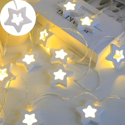 Koboko Guirlande lumineuse en bois, 1,5 m, 10 étoiles LED