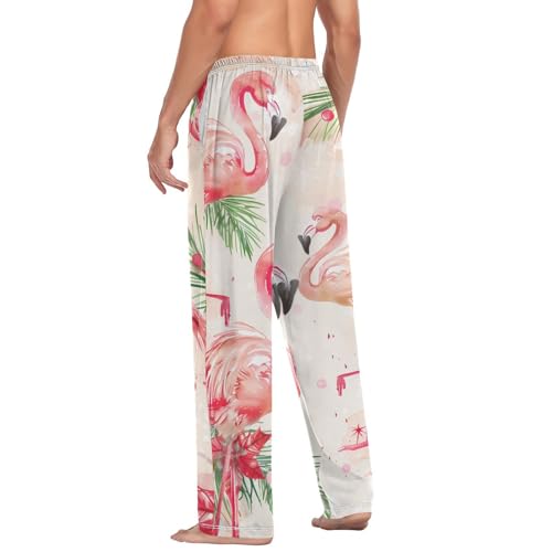 Xmas Flamingo Florals Pajama Pants for Men Comfort Sleep Lounge Bottoms Straight-fit with Pockets S-XXL4
