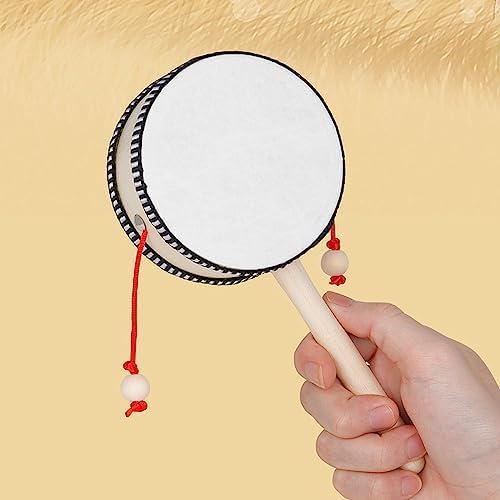 Rattle Drum Hand Rattle Drum Musical Educational Traditional Percussion Instrument Toy for Girls Early Childhood Development Toy Music for Wooden Percussion Instruments - 5