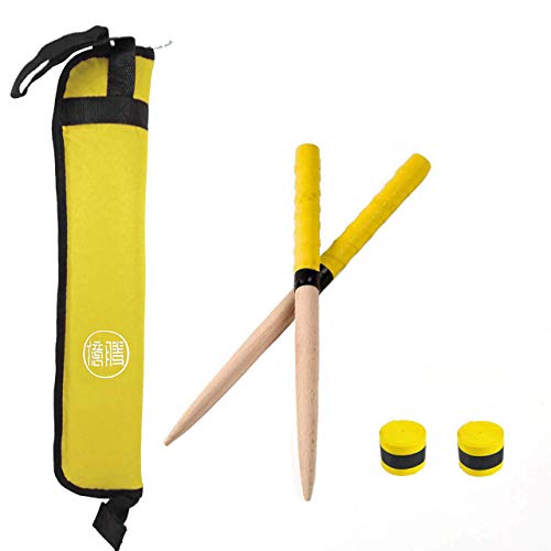 億騰 太鼓の達人対応 マイバチ&収納ケースセット アーケードで大活躍 木製 先尖型 ロール用 予備グリップテープ2個付き 5色選べる (イエロー)