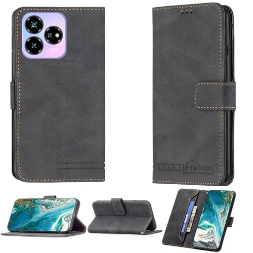 jioeuinly Case Compatible for Zte Axon 60 Lite Phone Case Cover Flip Stand Cover PU Leather BF09 Wallet Case Black