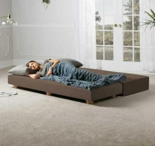 Image of SOUL CRAFT Daybed /Fold-Out Sleeper, Queen-Size Mattress Solid Wood Queen Bed Solid Wood Queen Bed (Coffee)