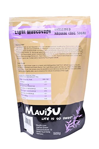 MauiSu - Light Muscovado Rohrzucker - 500g - unraffinierter Rohrzucker - naturbelassen und beste Qualität