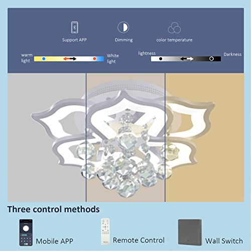 Ahawill Modern Ceiling Light,Crystal Flush Mount Led Chandelier Ceiling Flower Lamp With Remote Controlfor Living Room,Bedroom,Hall,Dining Room,Etc.ø13.78″/24W/6 Heads… #TOP3