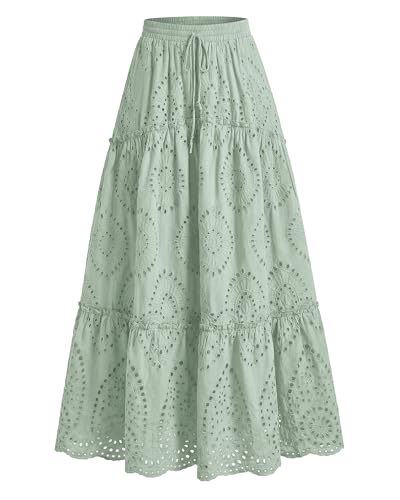 Image of BTFBM Eyelet Long Skirts for Women Beach Vacation