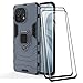 TANYO Cover + [2 Pezzi] Vetro Temperato per Xiaomi Mi 11, TPU/PC Dual Layer Armor Antiurto Protezione Custodia [360° Supporto] con Durezza 9H Pellicola Protettiva, Blu