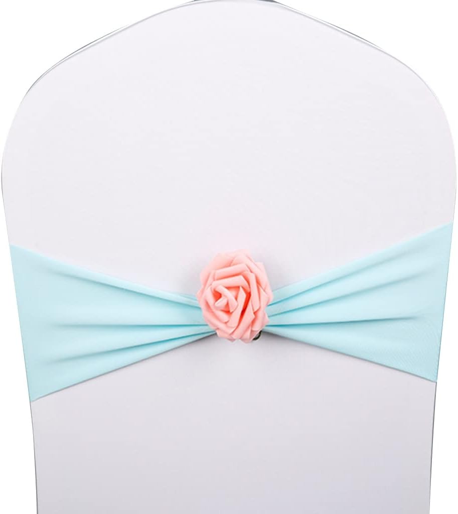 Chair Sashes for Party 10-50Pcs Elegant Art Simulation Roses Chair Ties Wedding Celebration Elastic Chair Back Decoration Easy to Install (Color : A Size :30) (E *10)
