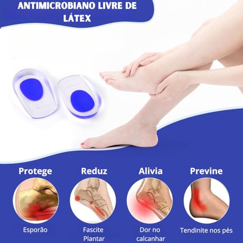 Kit 2 Pares Palmilha Calcanheira De Gel Silicone Ortopédica Protetor De Calcanhar Massageadora Confo